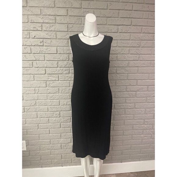 R&M Richards Black Sleeveless Crinkle Dress Size 8 NWT - Picture 1 of 8